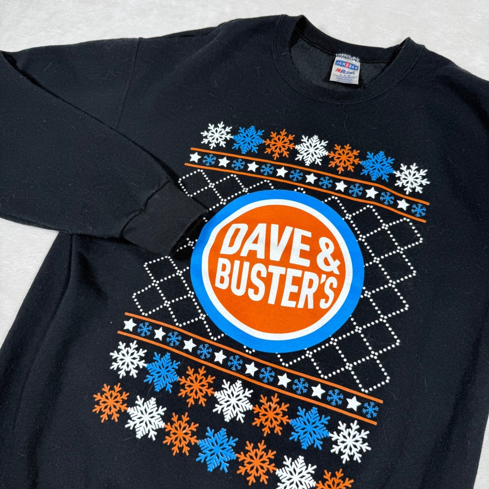 Mens Dave and Busters Ugly Christmas Sweatshirt Long‎ Sleeve Crewneck Medium